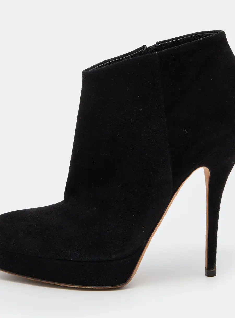 Gucci Black Suede Ankle Length Platform Boots Size 37