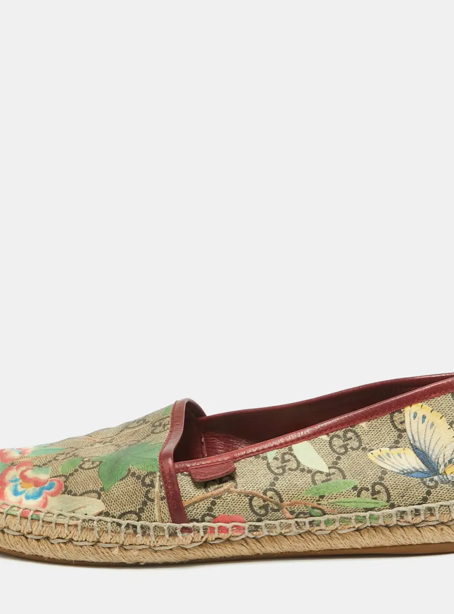 Gucci Multicolor Tian Print GG Supreme Canvas Flat Espadrilles Size 41.5