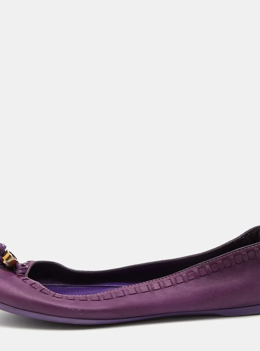 Gucci Purple Leather Tassel Ballet Flats Size 35