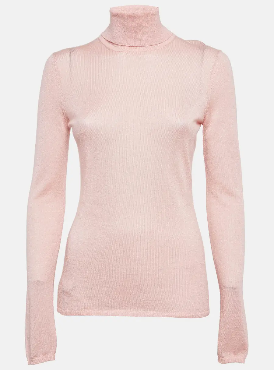 Gabriela Hearst Blush Pink Cashmere Blend Knit Turtleneck Sweater M