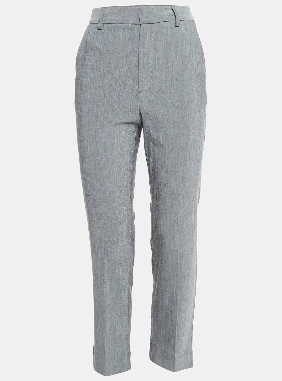 Ganni Grey Stretch Crepe Formal Trousers S