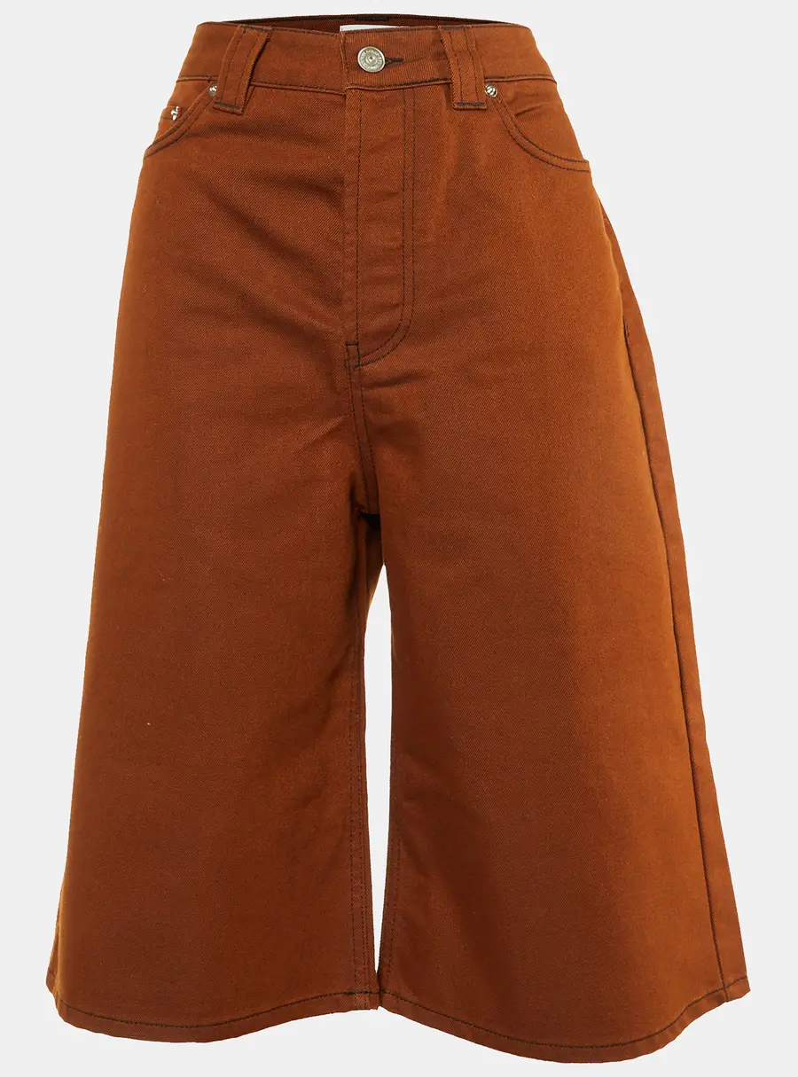 Ganni Brown Denim Knee Length Shorts M