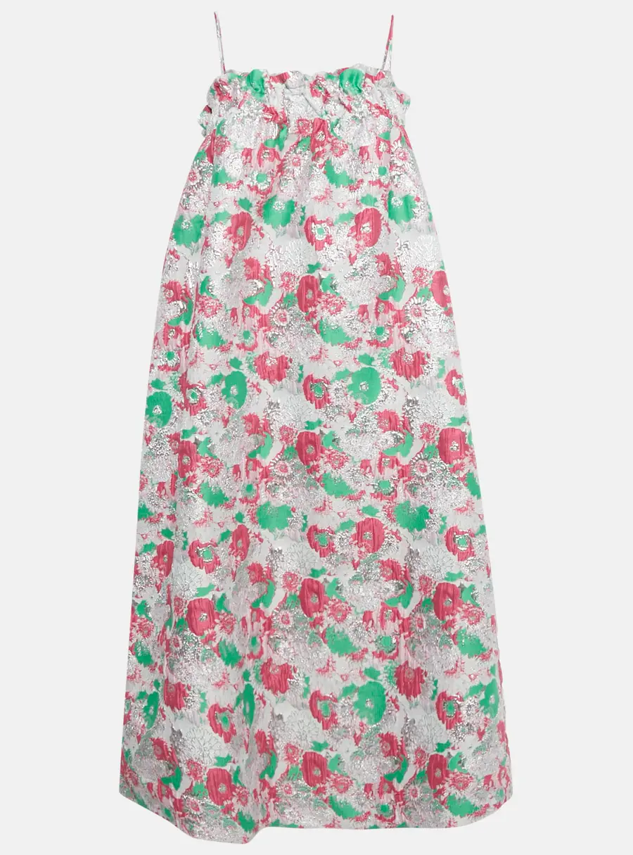 Ganni Multicolor Lurex Jacquard Midi Dress M