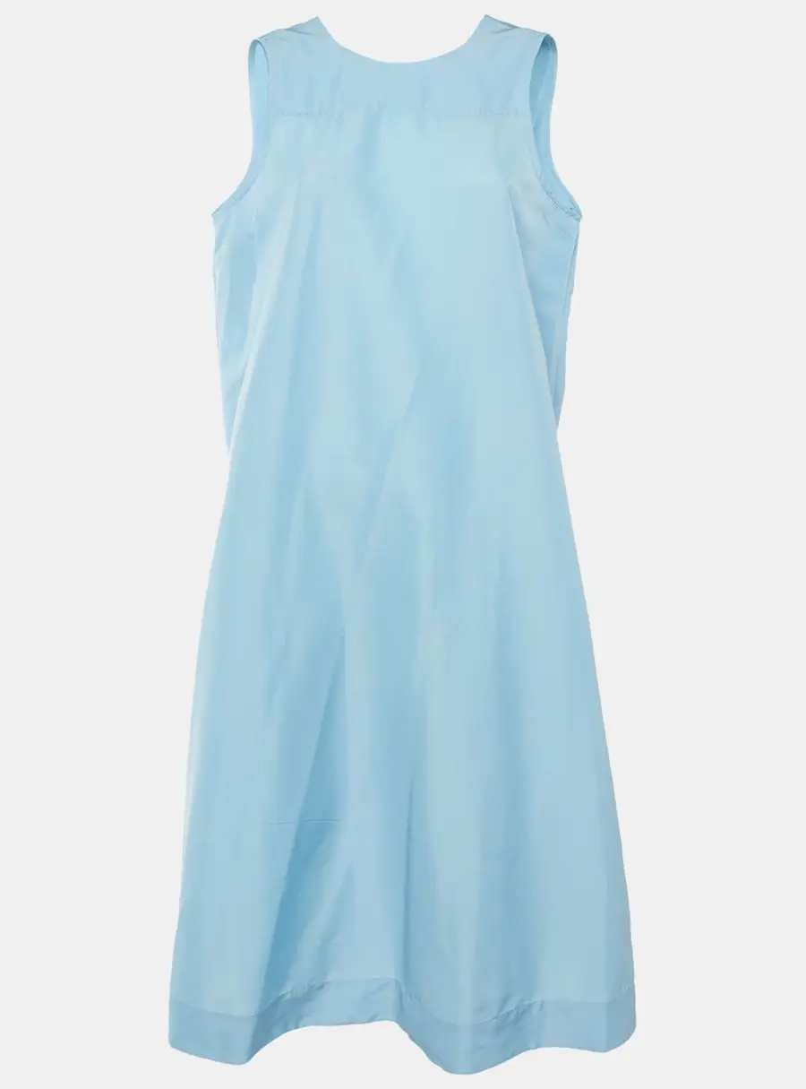 Ganni Blue Taffeta Sleeveless Midi Dress L