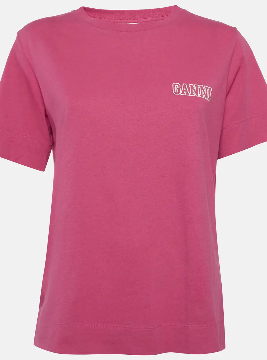 Ganni Pink Cotton Knit T-shirt S