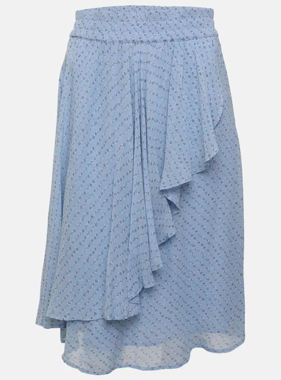 Ganni Blue Knit Ruffled Midi Skirt XXS
