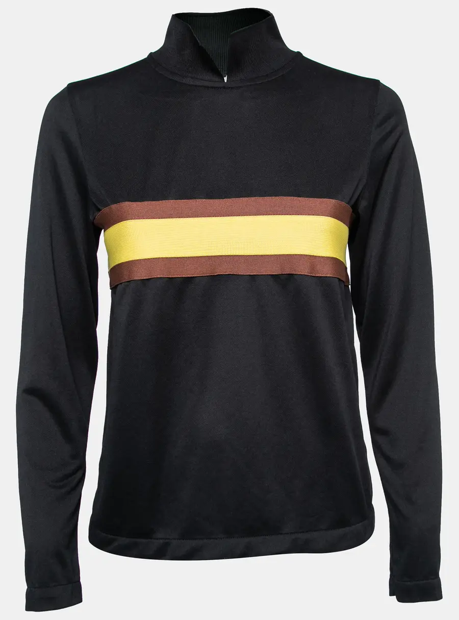 Ganni Black Striped Jersey Dubois Polo Top S