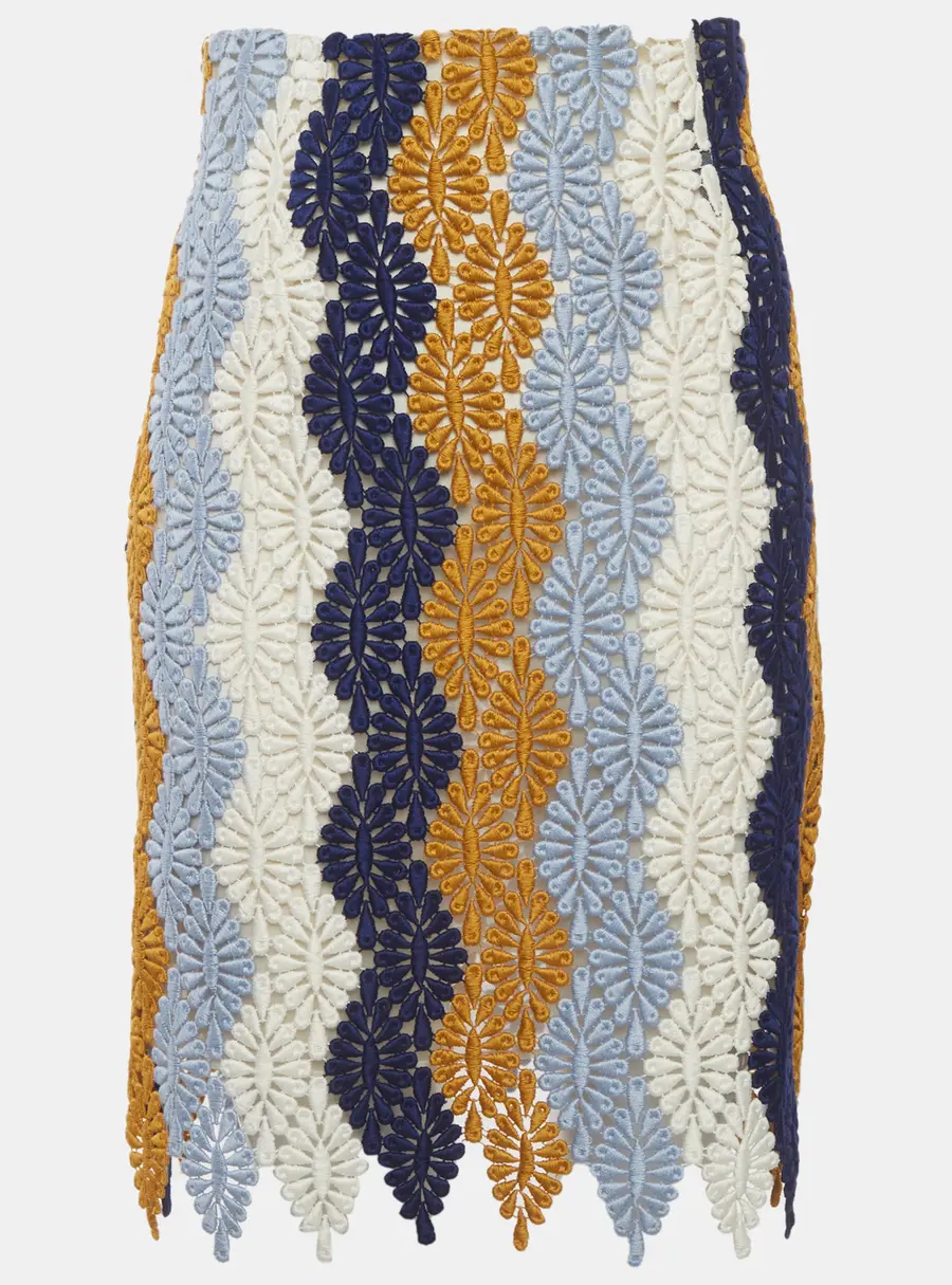 Giambattista Valli Multicolour Tulle Embroidered A-Line Mini Skirt XS