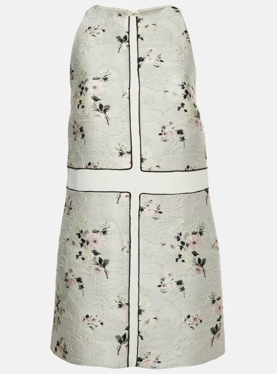 Giambattista Valli White Floral Jacquard Sleeveless Mini Dress S