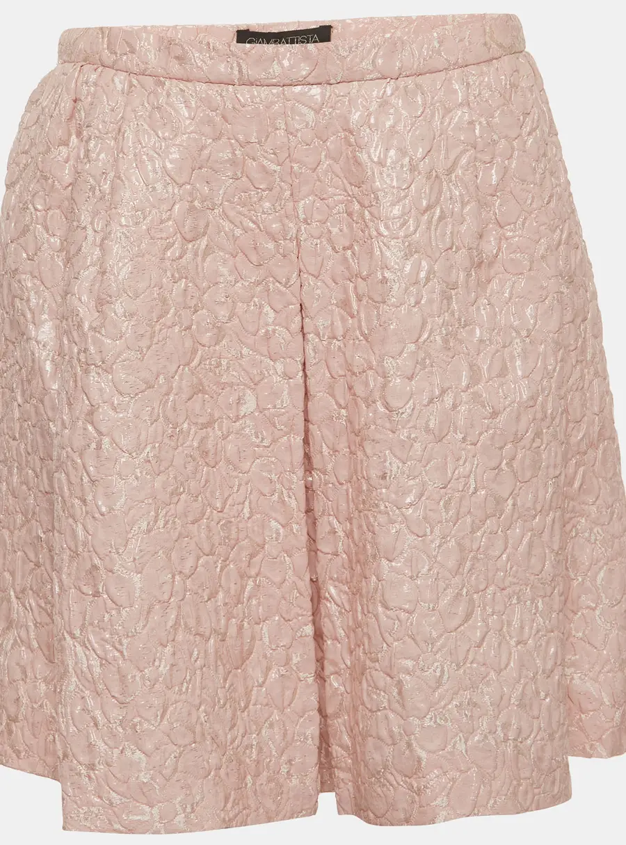 Giambattista Valli Pink Floral Jacquard Pleated Flared Skirt M