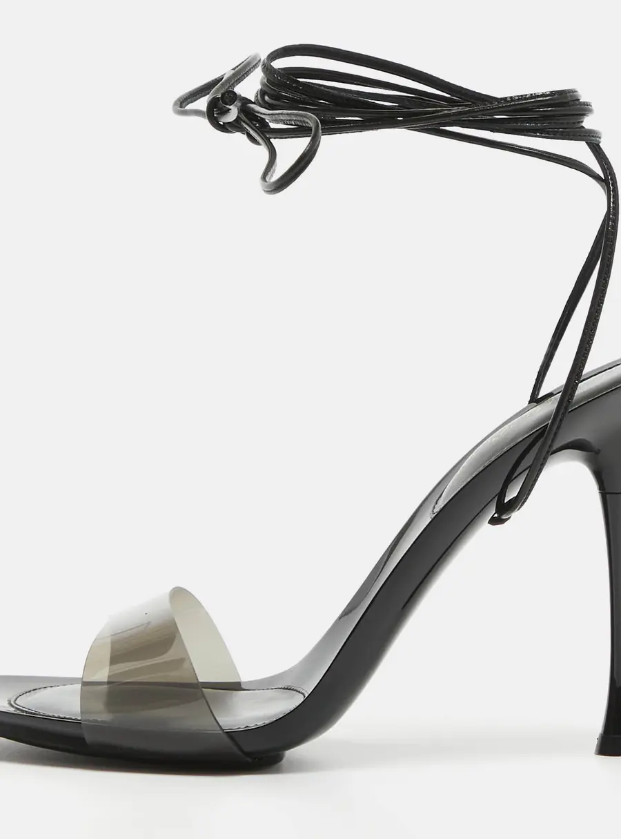 Gianvito Rossi Spice Size 39 Black Leather and PVC Ankle Strap Sandals