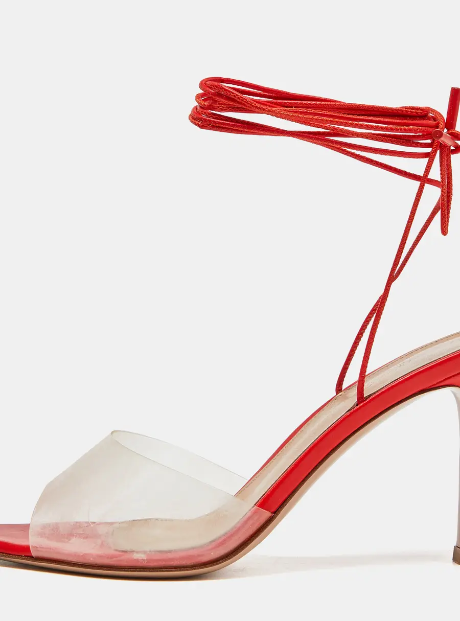 Gianvito Rossi Skye Size 41.5 Red Leather and PVC Ankle Strap Sandals