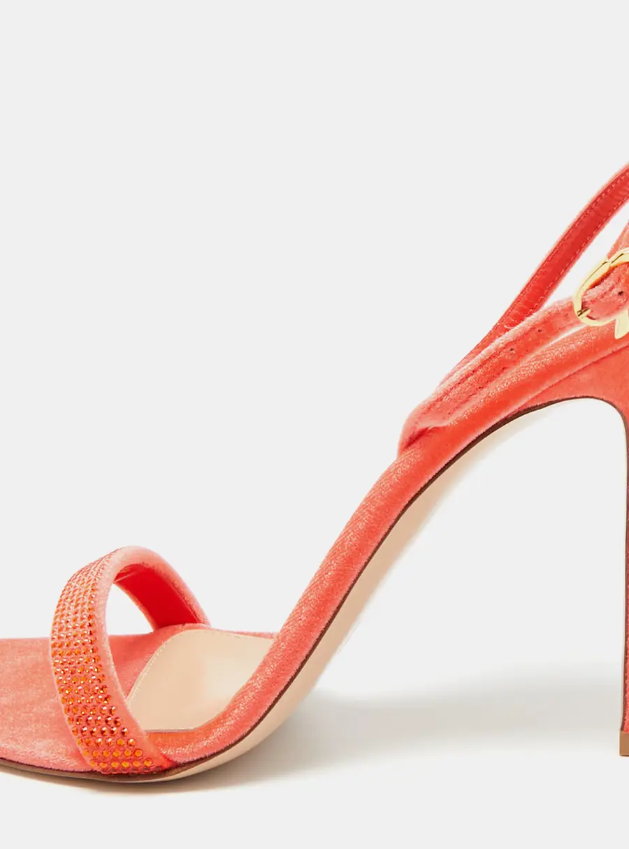 Gianvito Rossi Britney Size 39.5 Red Velvet Slingback Sandals