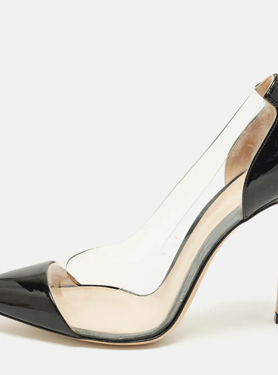 Gianvito Rossi Plexi Size 41 Black/Transparent Patent Leather and PVC Pumps