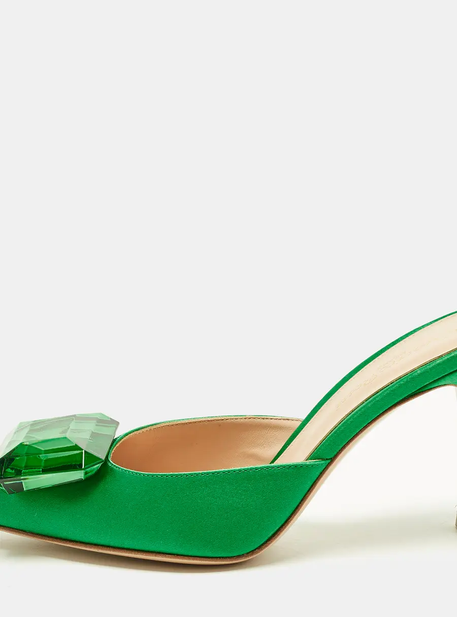 Gianvito Rossi Jaipur Size 36 Green Satin Mules