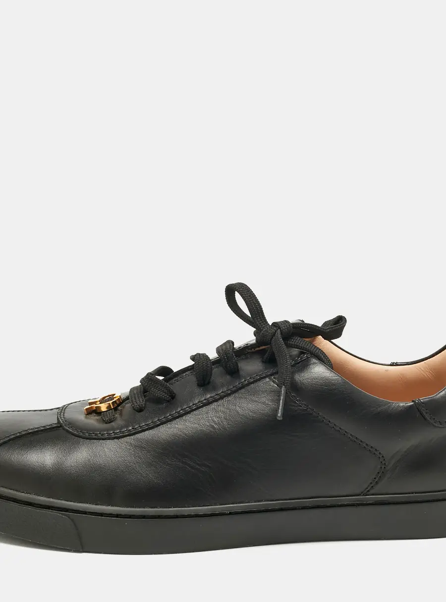 Gianvito Rossi Black Leather Ribbon Low Top Sneakers Size 37