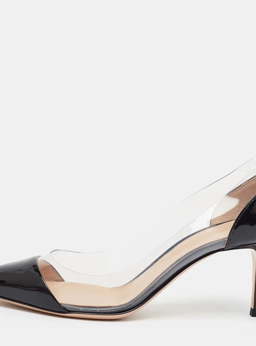 Gianvito Rossi Plexi Size 35 Black/Transparent Patent Leather and PVC Pumps