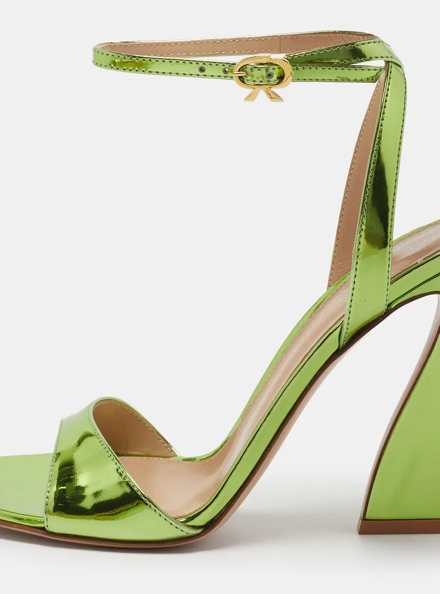 Gianvito Rossi Aura Size 37.5 Green Patent Leather Ankle Strap Sandals