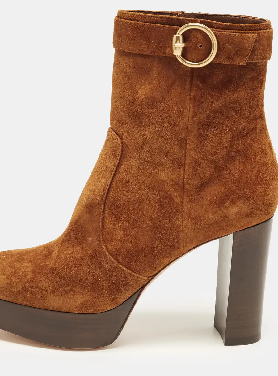 Gianvito Rossi Camoscio Size 40.5 Brown Suede Ankle Length Boots