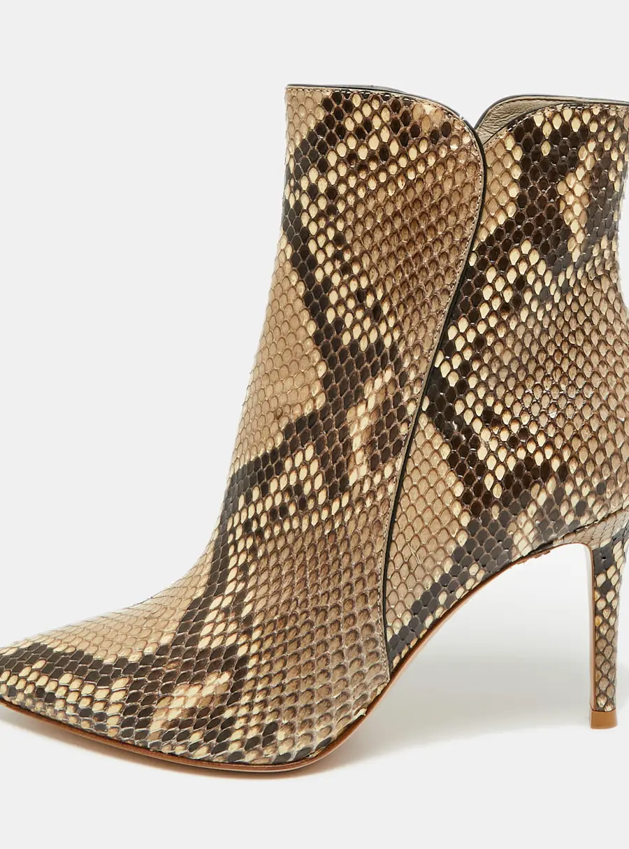 Gianvito Rossi Size 37 Brown Snakeskin Leather Ankle Length Boots