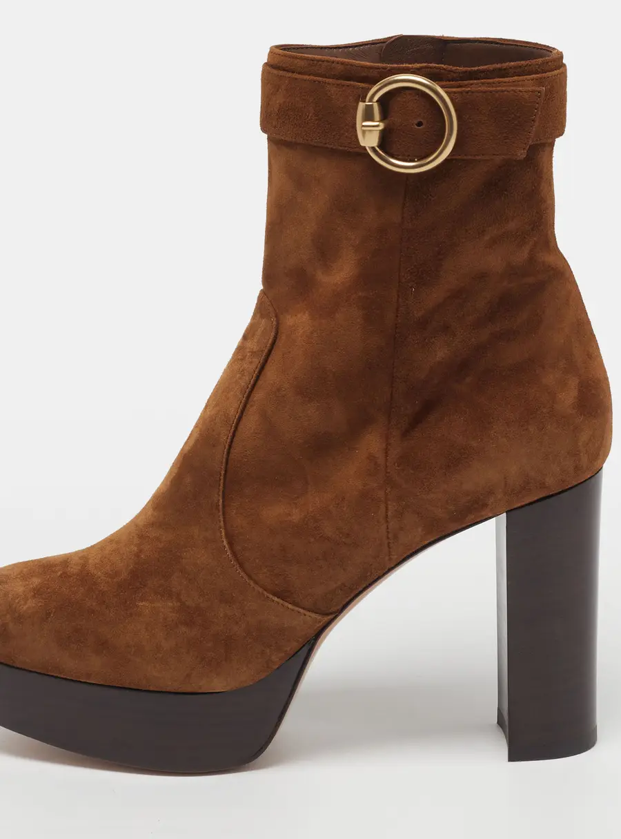 Gianvito Rossi Regent Size 39.5 Brown Suede Ankle Length Boots