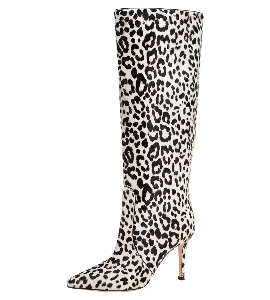 Gianvito Rossi White/Brown Calf Hair Knee Length Boots Size 36