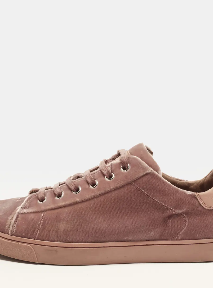 Gianvito Rossi Low Loft Size 38 Brush Pink Velvet Lace Up Sneakers