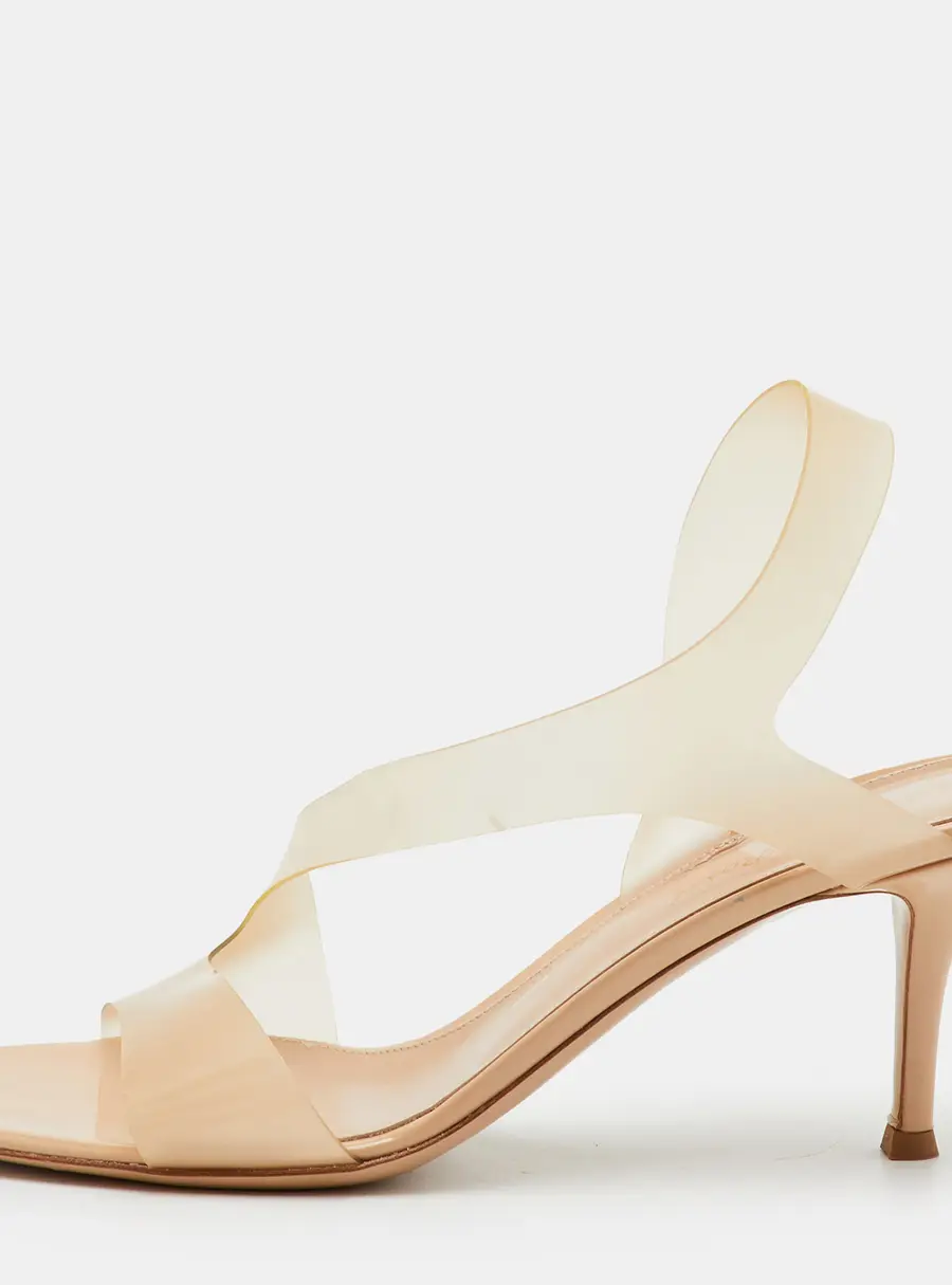 Gianvito Rossi Metropolis Size 39.5 Beige PVC Slingback Sandals