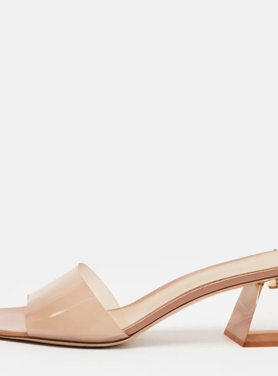 Gianvito Rossi Cosmic Size 42 Beige PVC Block Heel Slide Sandals
