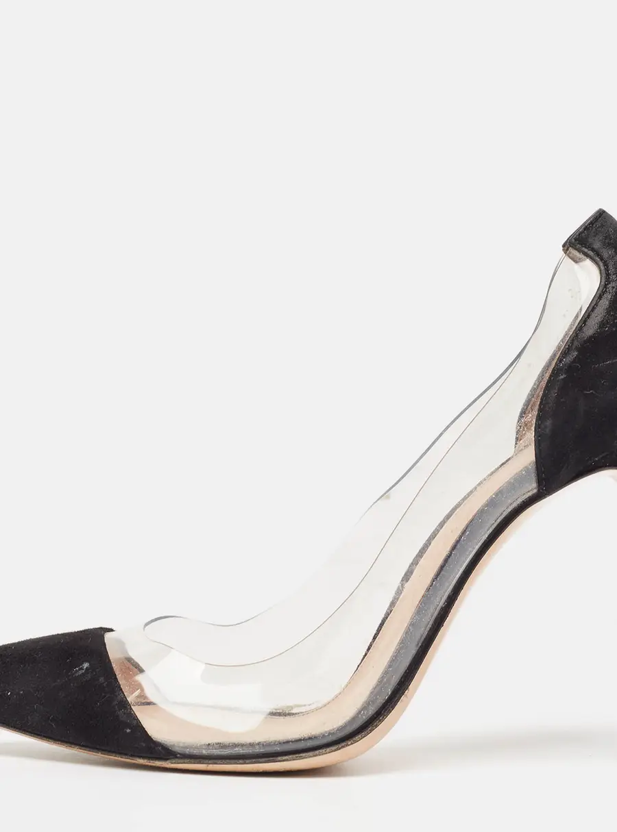 Gianvito Rossi Black Suede and PVC Plexi Pumps Size 38