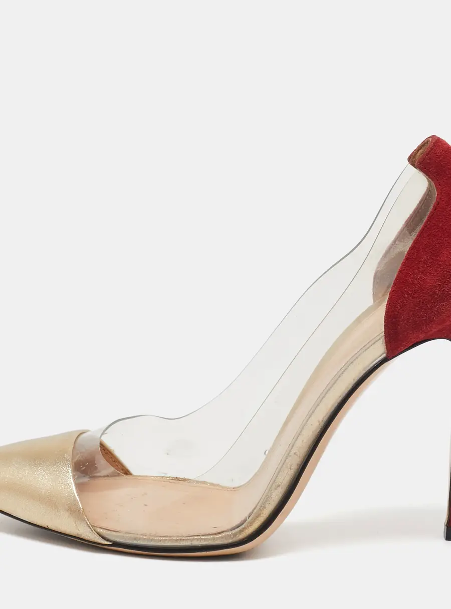 Gianvito Rossi Red/Gold  PVC and Suede Plexi Pumps Size 37