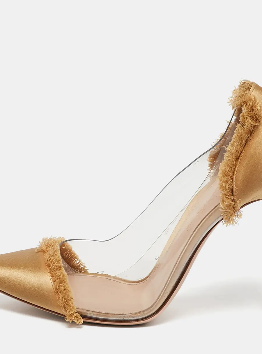 Gianvito Rossi Gold PVC and Satin Plexi Pumps Size 37