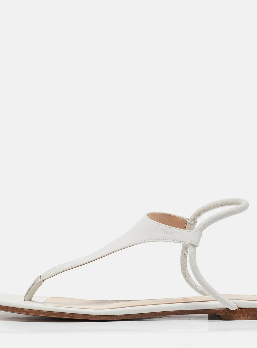 Gianvito Rossi White Leather Thong Flat Sandals Size 37.5
