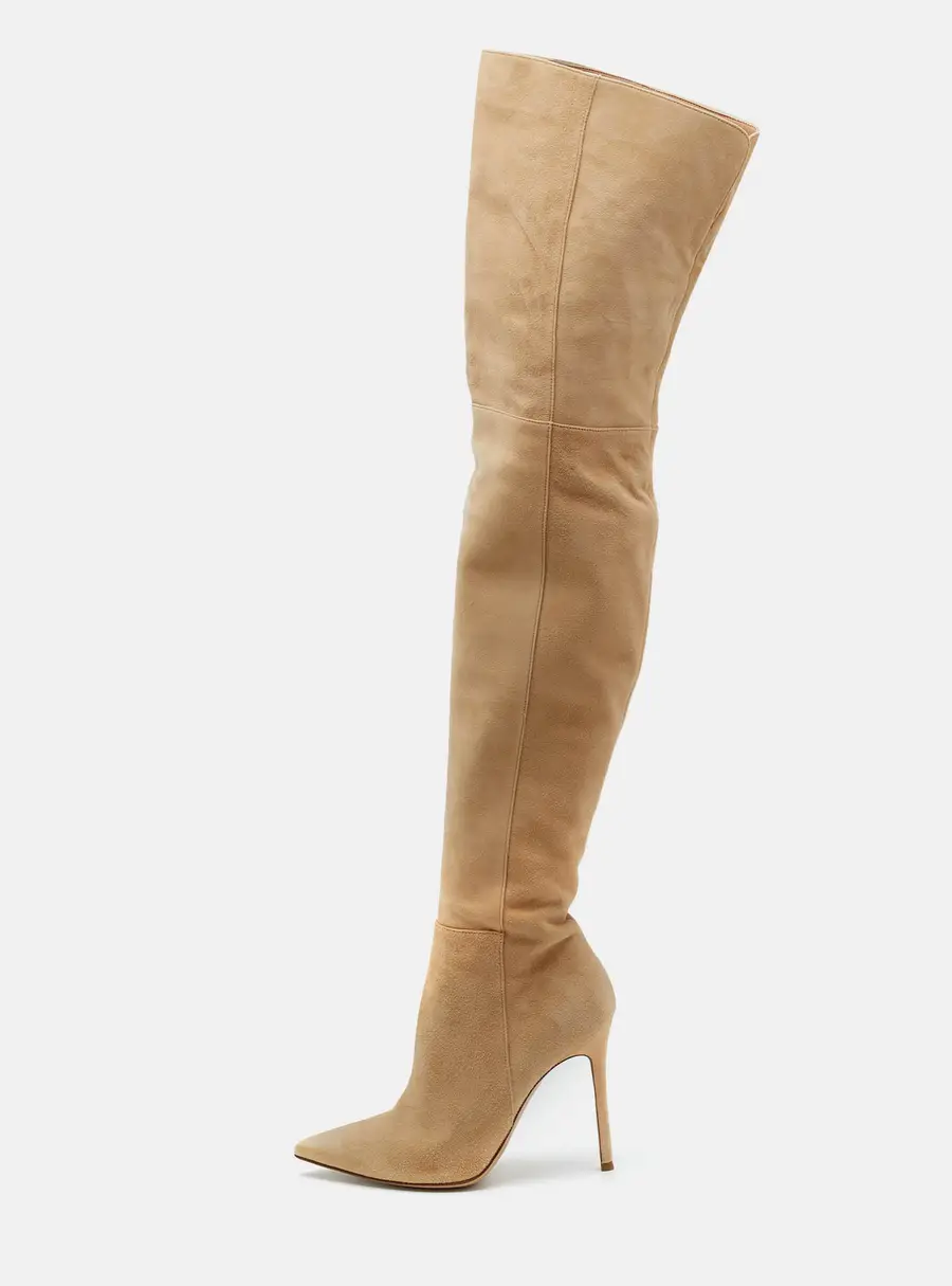 Gianvito Rossi Beige Suede Over The Knee Boots Size 36
