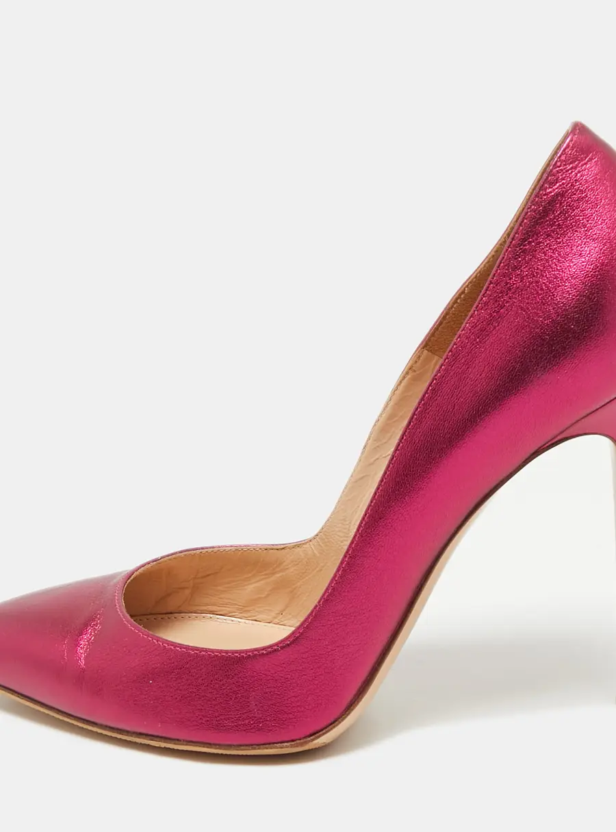 Gianvito Rossi Metallic Pink Leather Plexi Pumps Size 39