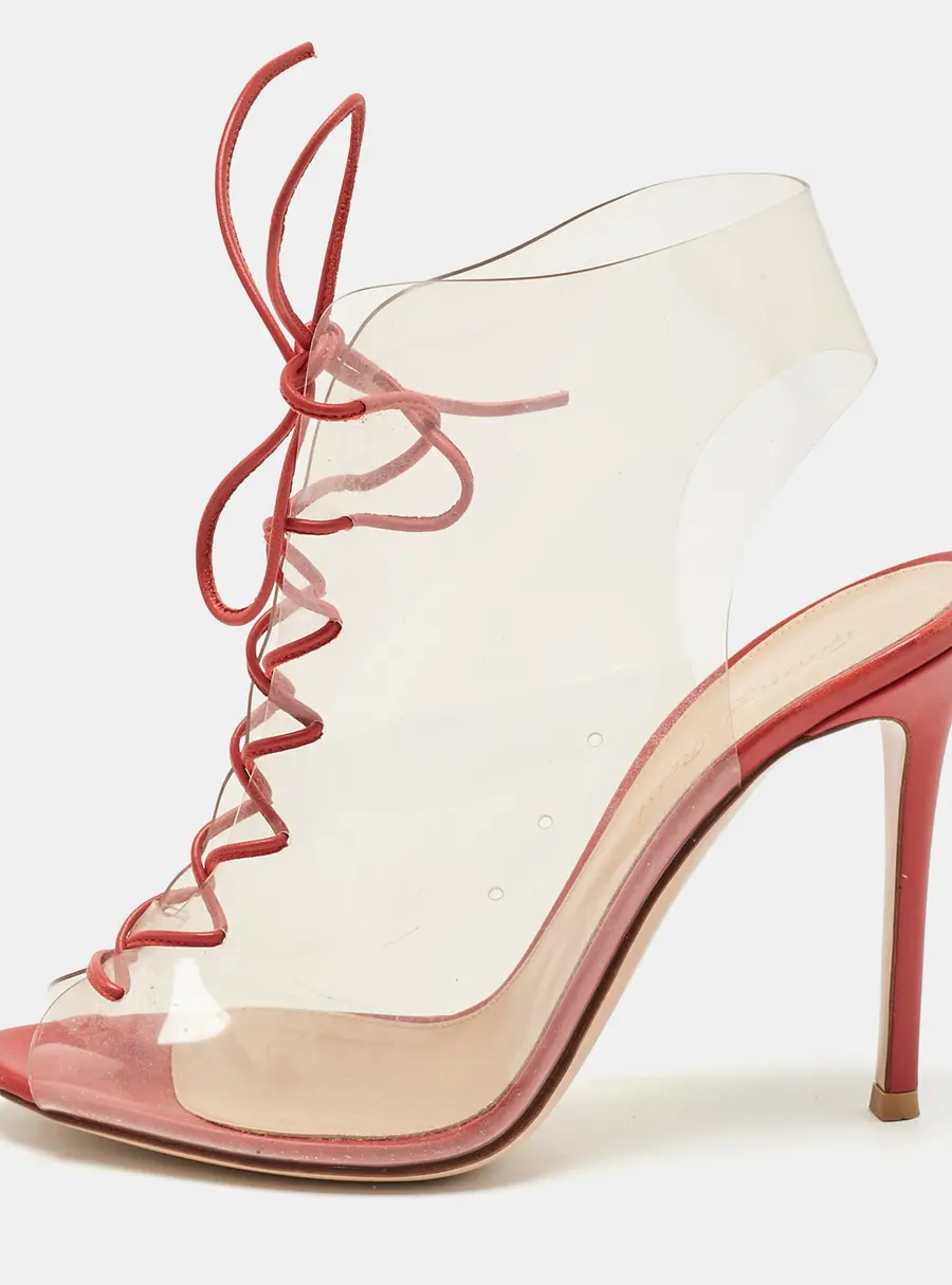 Gianvito Rossi Red PVC and Leather Helmut Boots Size 39