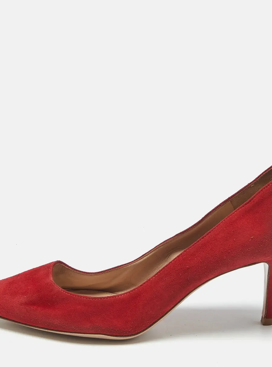 Gianvito Rossi Red Suede Pointed Toe Pumps Size 37
