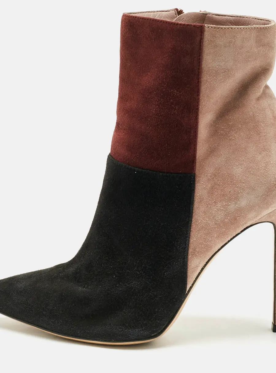 Gianvito Rossi Tricolor Suede Colorblock Zip Ankle Length Boots Size 38
