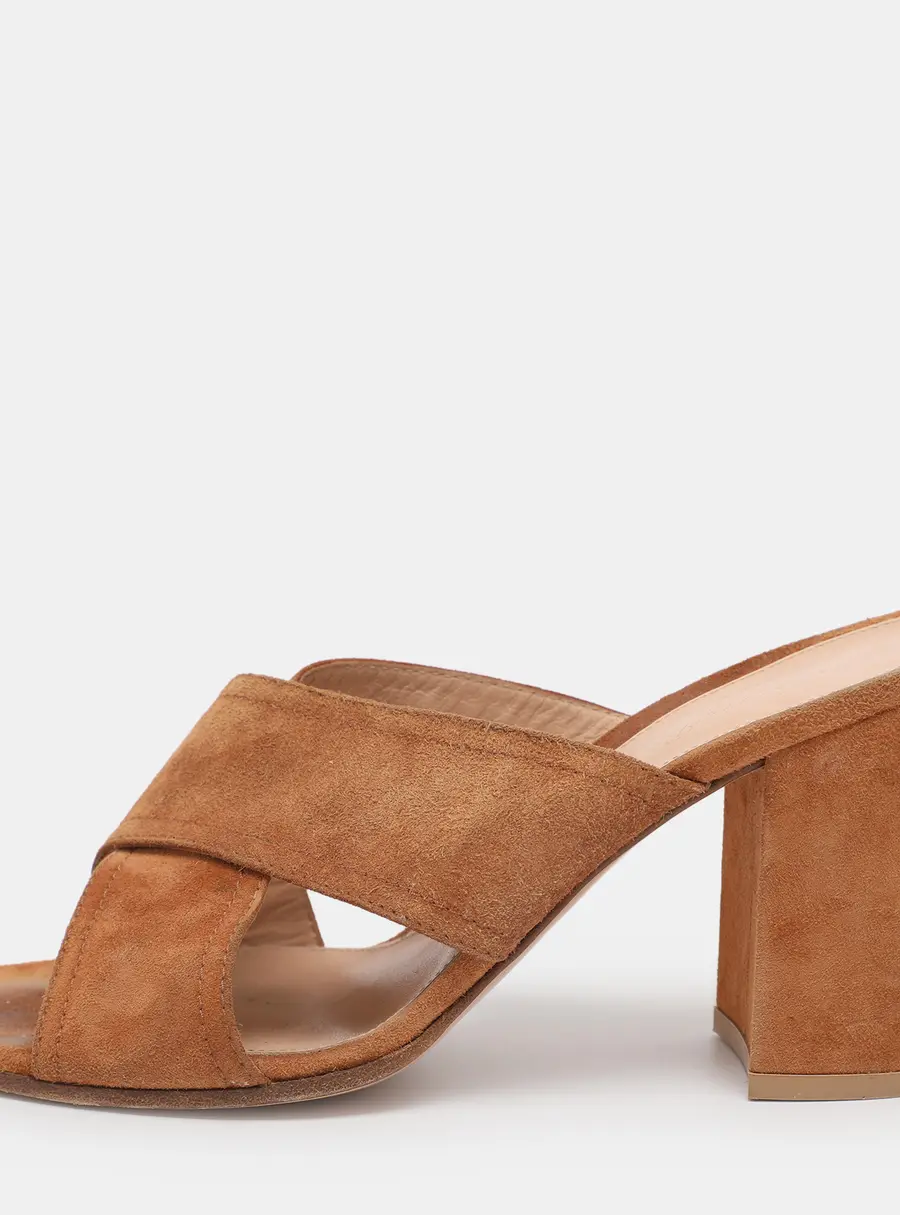 Gianvito Rossi Brown Suede Slide Sandals Size 38.5