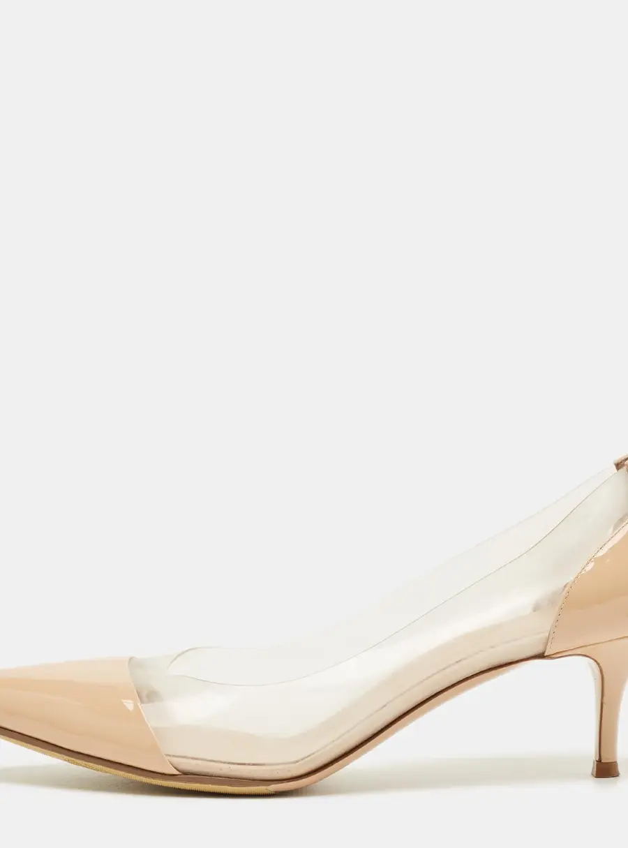 Gianvito Rossi Beige/Transparent Patent Leather and PVC Plexi Pumps Size 42