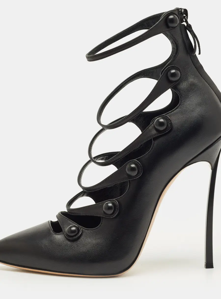 Gianvito Rossi Black Leather Strappy Pumps Size 38