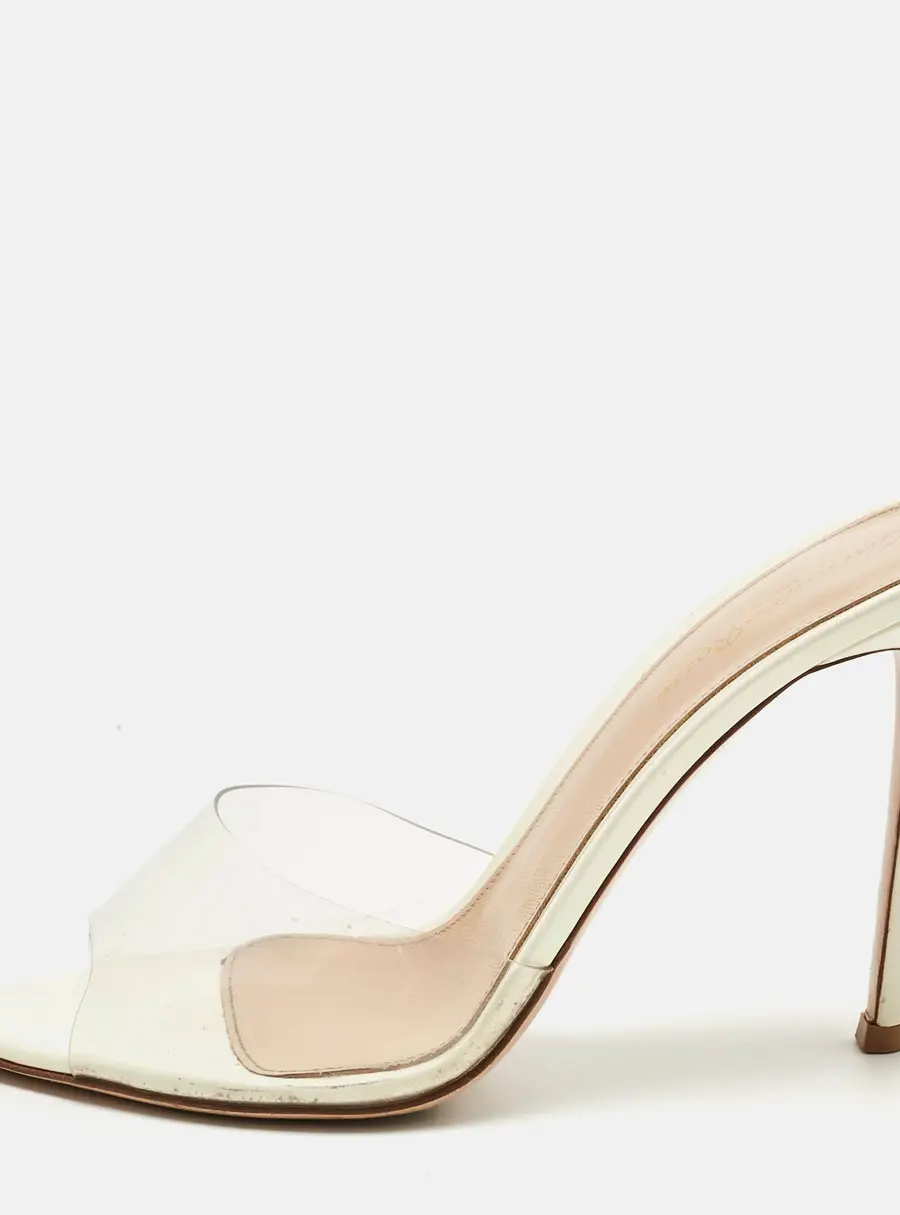 Gianvito Rossi Transparent/White PVC Elle Slide Sandals Size 39