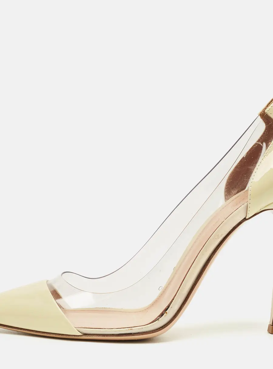 Gianvito Rossi Cream Patent Leather and PVC Plexi Pumps Size 37.5