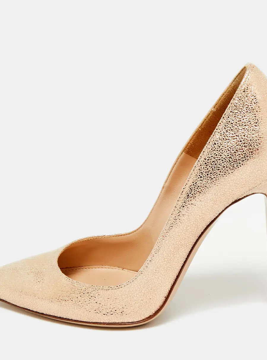 Gianvito Rossi Metallic Gold Suede Pointed Toe Pumps Size 35