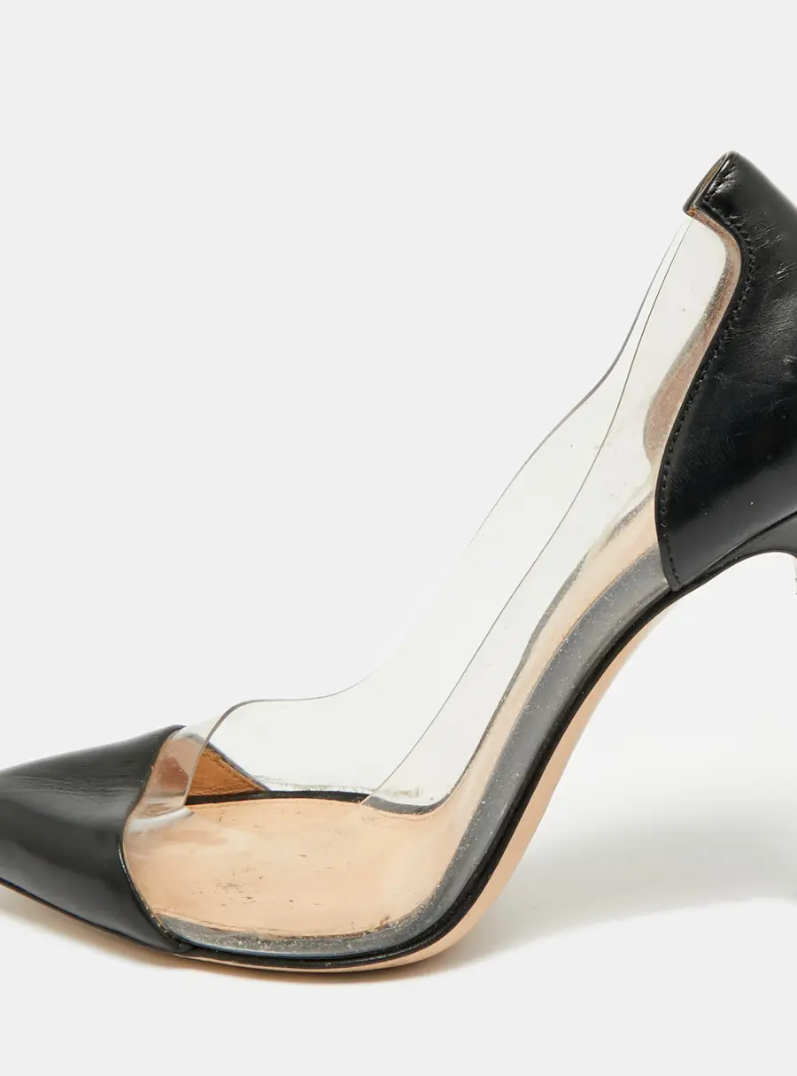 Gianvito Rossi Plexi Size 36 Black/Transparent Leather and PVC Pumps