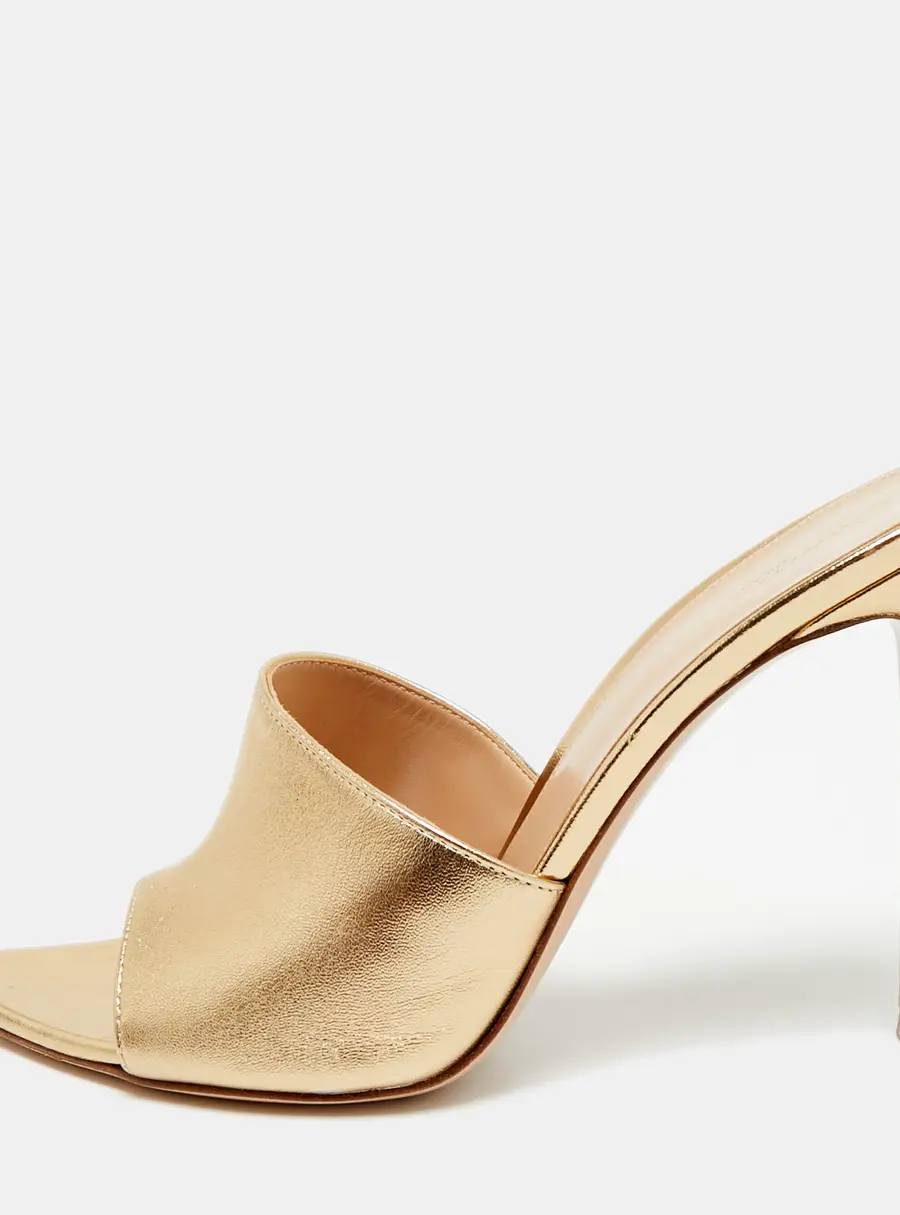Gianvito Rossi Elle Size 40.5 Metallic Leather Slide Sandals