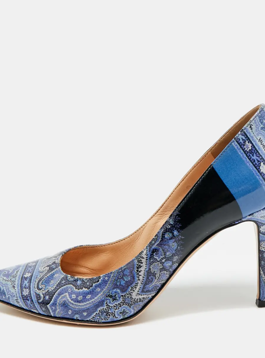Gianvito Rossi Gianvito 105 Size 37 Blue/Black Leather Pointed Toe Pumps