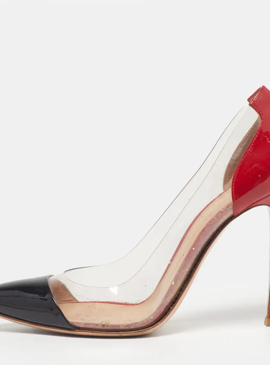 Gianvito Rossi Plexi Size 39.5 Tricolor Patent Leather and PVC Pumps