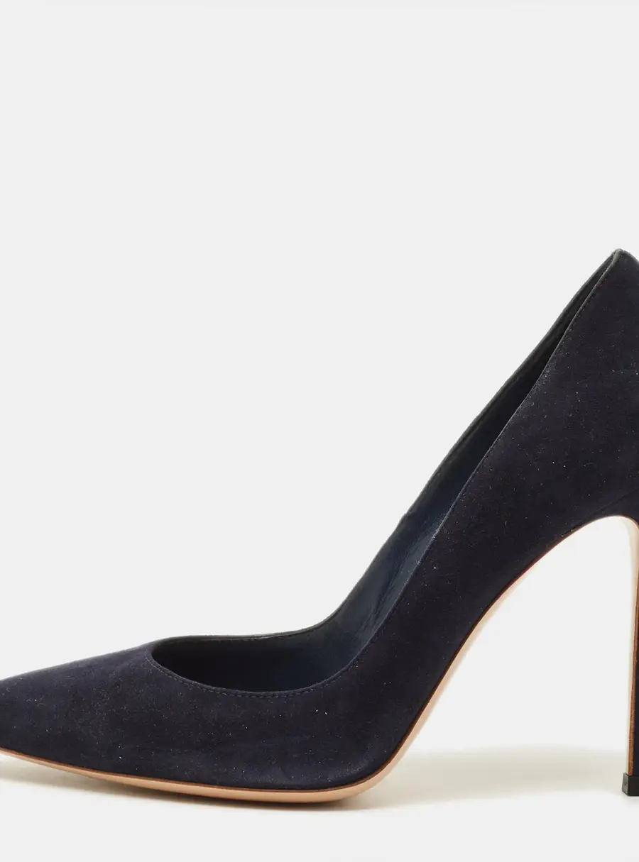 Gianvito Rossi Portofino Size 37 Navy Blue Suede Pumps