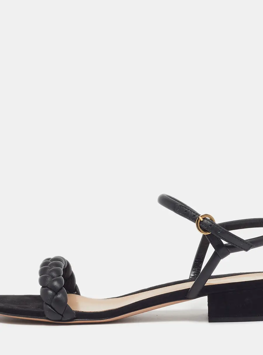 Gianvito Rossi Cruz Size 40.5 Black Braided Leather Flat Sandals